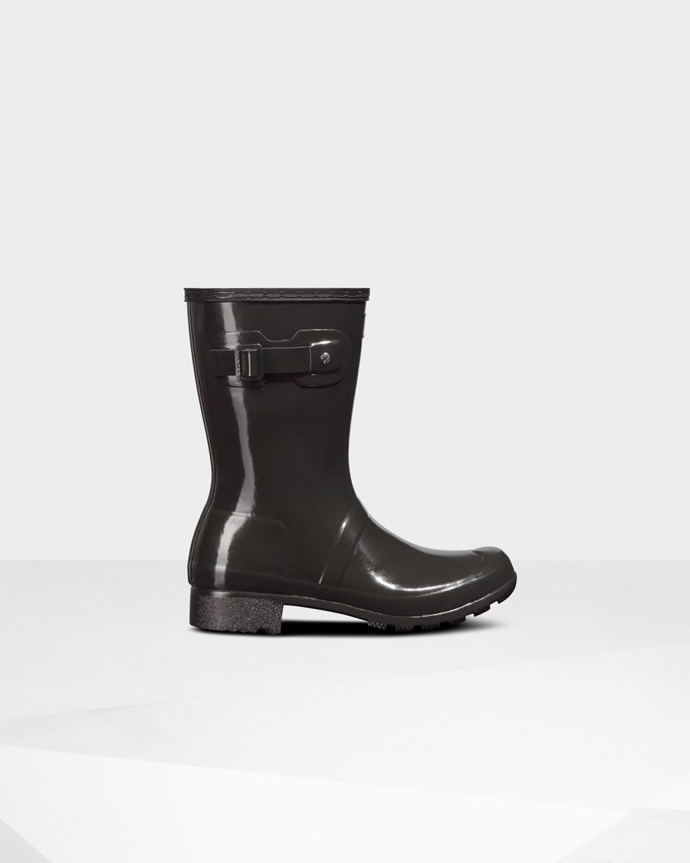 Womens Short Rain Boots - Hunter Original Tour Foldable Gloss (74BALMEJW) - Dark Grey